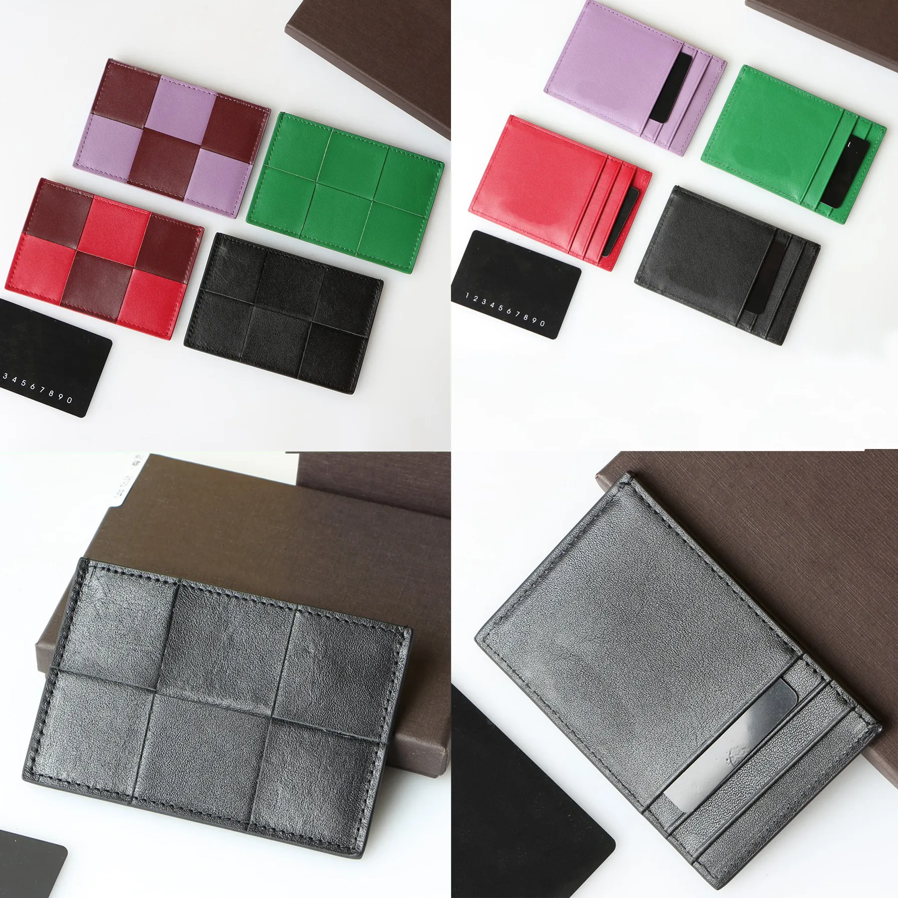 Kassett kreditkortsfall mode designer väska plånböcker korthållare äkta läder tre kortplatser centrala fickkvinnor koppling hög kvalitet 10a
