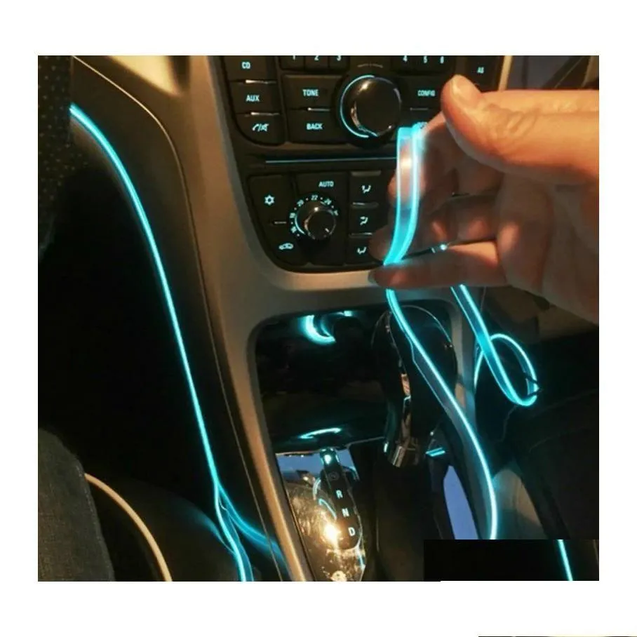 Innendekorationen Motoers 5M Autozubehör Atmosphärenlampe El Kaltlichtlinie mit USB DIY Dekorative Armaturenbrettkonsole LED Amb Dhbyi