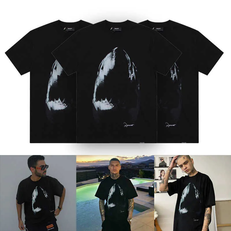 Men's T-shirts Represnet-shirt Shark Round Neck Short Sleeve Rep Worn Out Trendy Summer New Loose Casual T-shirt for Men W844