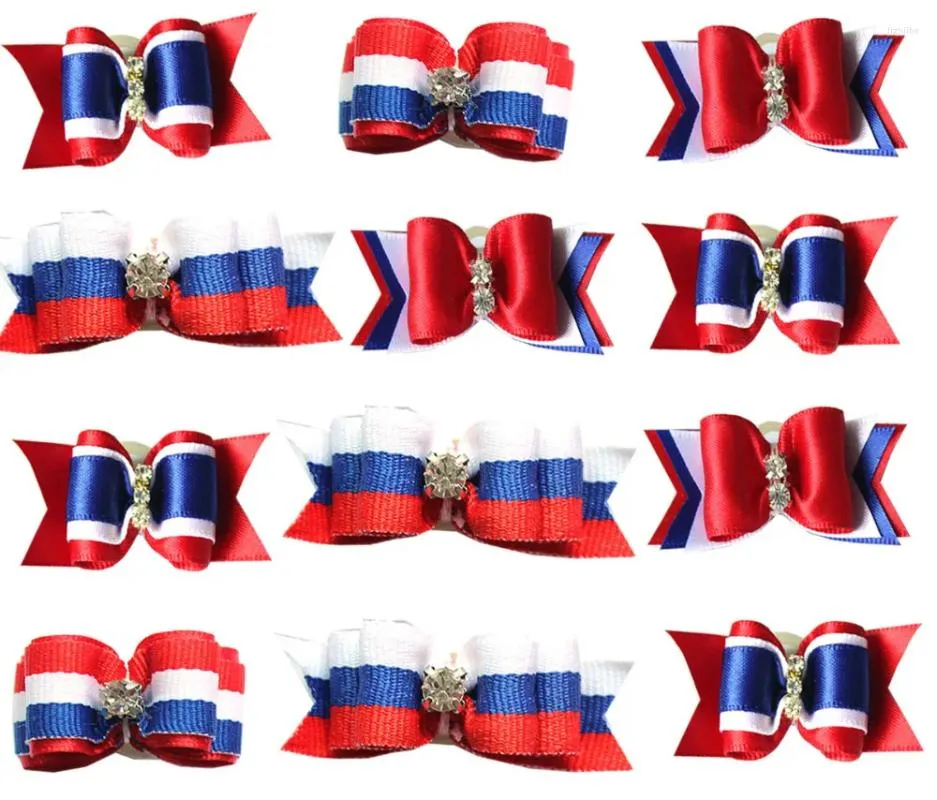 Hundkläder 60st American Independence Day Pet Hair Bows Diamond Accessories Grooming Products