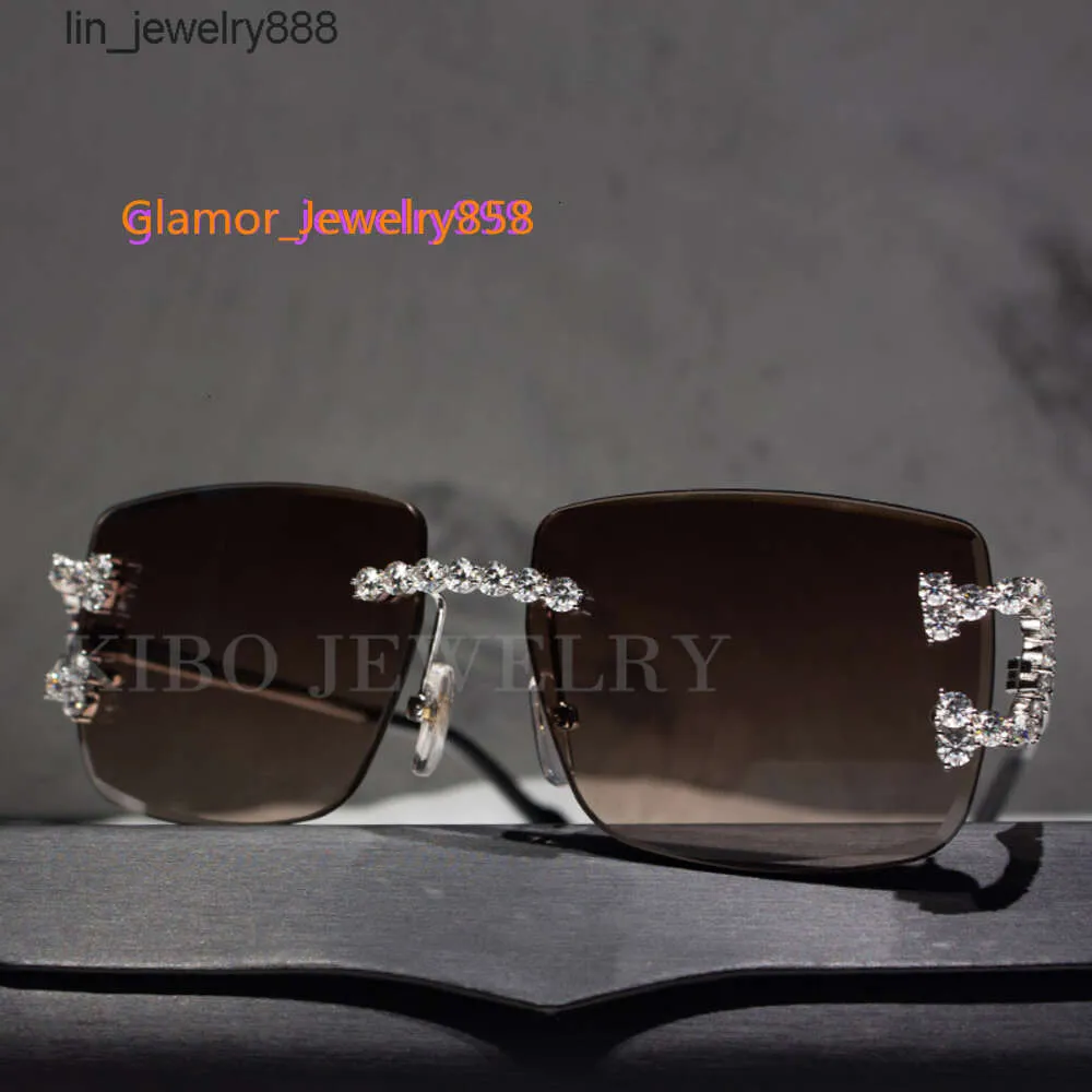 Gafas de Hip Hop con montura metálica, gafas de moissanita de diamante de 4mm con hielo, 2024