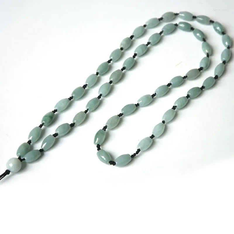 Pendants Natural Oval Beads Necklace Handmade 10mm Green Jadeite