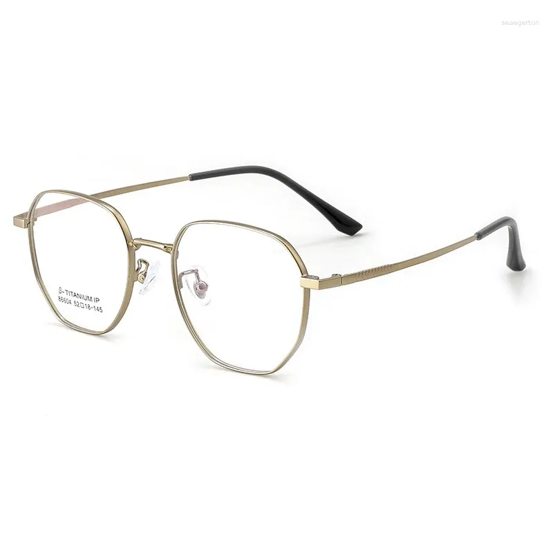 Güneş Gözlüğü Çerçeveleri 52mm Moda Gözlükler Erkek Kadın Retro Altın Çerçeve Myopia Polygon Optik Metal Gözlük Reçeteli lens