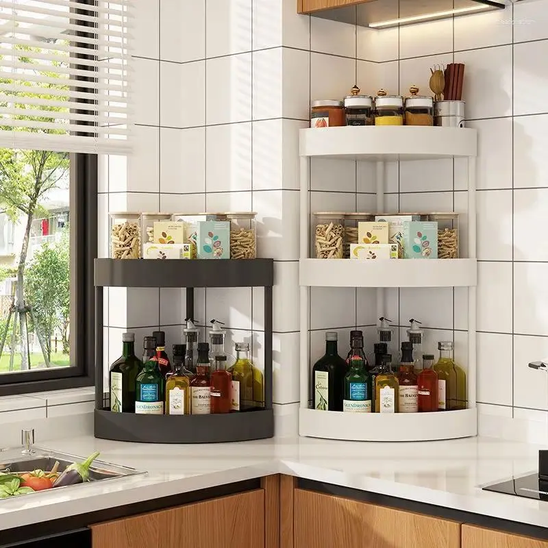 Kitchen Storage Corner Shelf Countertop Seasoning Oil And Salt Sauce ...