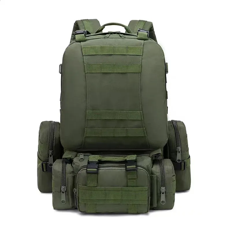 50L Tactical Ryggsäck Men Waterproof 4 In1 Molle Sport Tactical Bag Outdoor vandringsklättring Armé Fiske Travel Laptop Ryggsäckar 240119