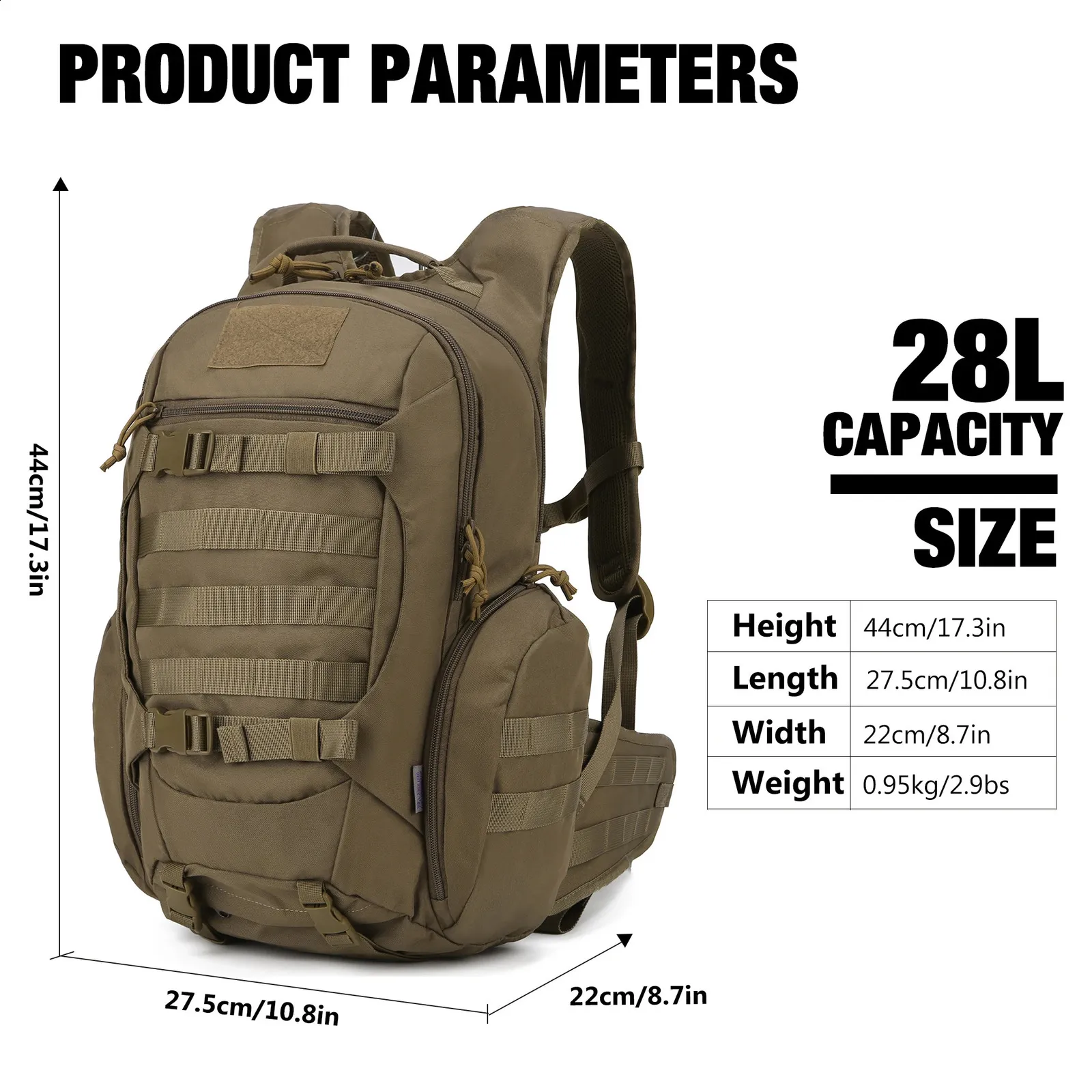 Mardingtop 25L Tactical Backpack – MOLLE Hiking Daypack For Camping & Travel