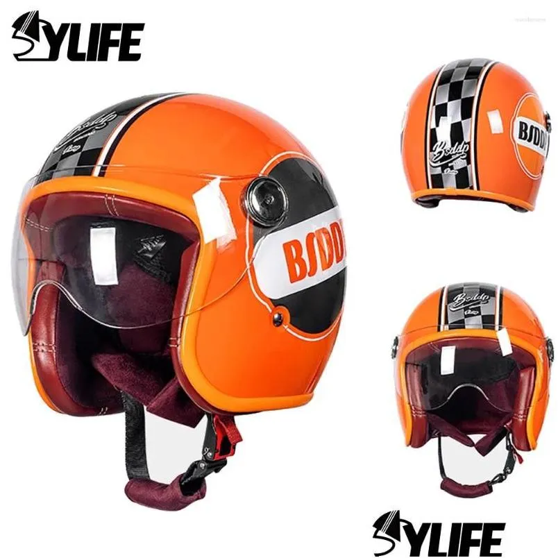 Motorcykelhjälmar dot appd hjälm Tyskland stil vintage retro moto öppen fl ansikte capacete män kvinnor fyra säsong droppleverans dhbzp