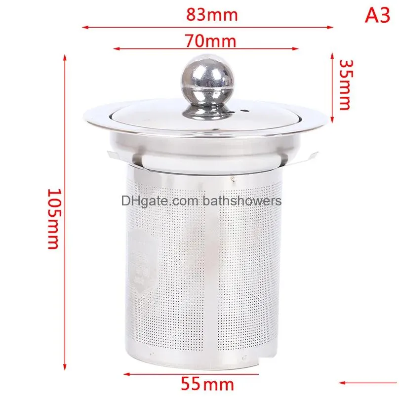Tea Strainers 1Pc Reusable Stainless Steel Strainer Mesh Infuser Basket Loose Leaf Infusers Herb Filter For Mug Teapot Teaware S/M/L Dhfgf