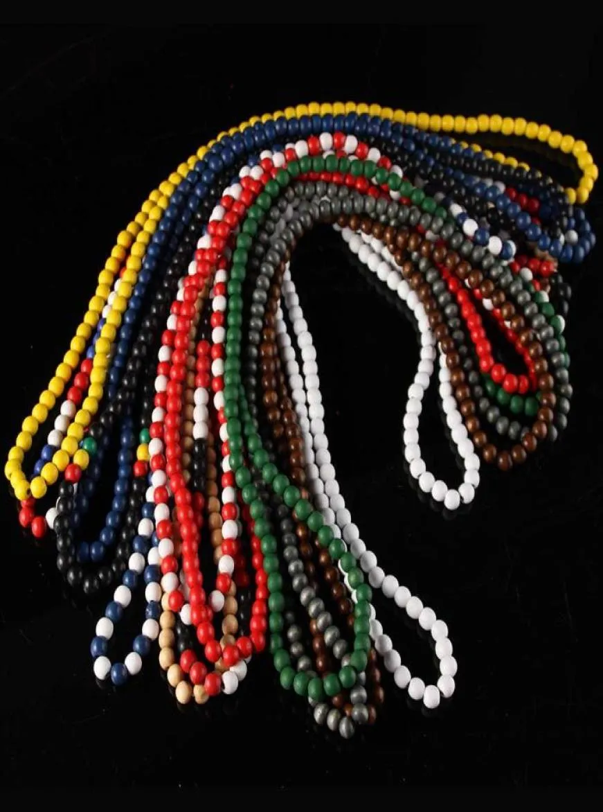 Träpärlor handgjorda strängar långkedjiga halsband kvinnor män trä pärlor etniska smycken diy tillbehör hela6518593