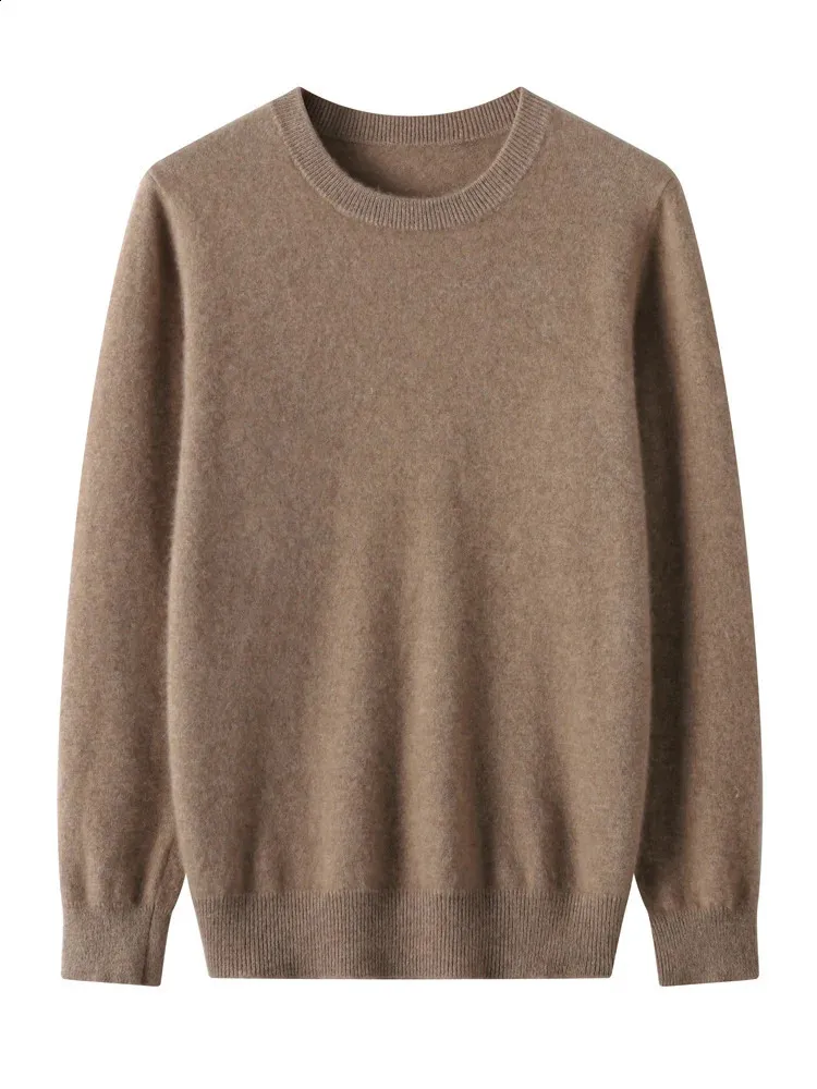Autumn Winter 100% Pure Merino Wool Pullover Sweater Men O-neck Long-sleeve Cashmere Knitwear Clothing Basic Tops 240202