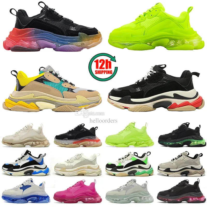 Designer triple s sneakers Clear Sole track 17w Retro Casual Shoes Platform Trainers Crystal Flat Sneaker Black White Grey Size 46