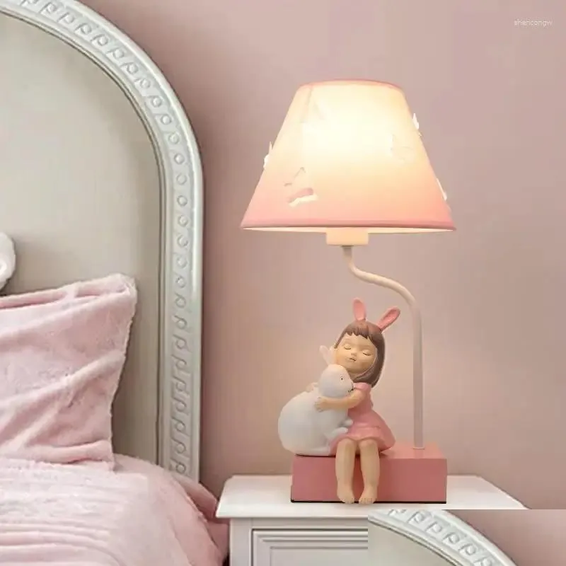 Table Lamps Lamp Bedroom Bedside Girl Cute Creative Cartoon Princess Warm Dimming Light Children Eye Protection Decoration Drop Deliv Dhnhk