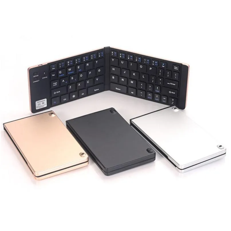 Keyboards F66 Folding Mini Bluetooth Keyboard Metal Wireless Key Android Phone Tablet Smart Office Preferred For Notebook Laptop Deskt Otpyj
