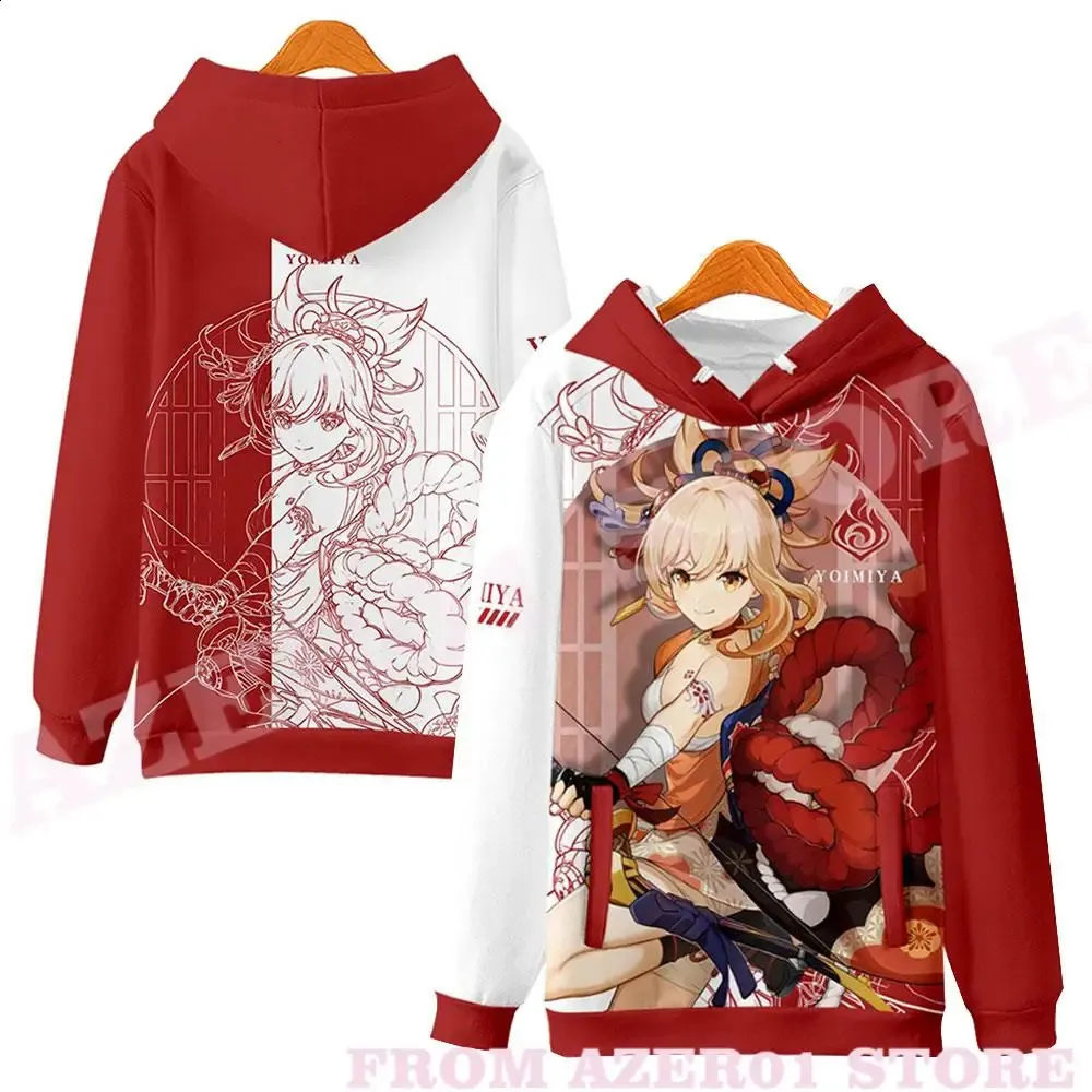 Genshin Impact Yoimiya 3D-Druck Hoodies T-Shirt leidenschaftlich Männer/Frauen Streetwear T-Shirt Reißverschluss Kawaii Harajuku mit Kapuze 240125