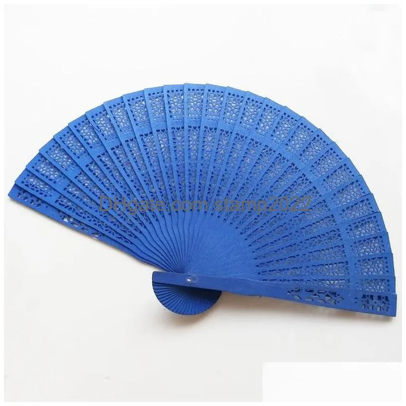 Kunst en Ambacht Kleur Vouwventilator Gepersonaliseerde Bruiloft Fans Hout Aangepast Logo Drop Delivery Thuis Tuin Dhefx