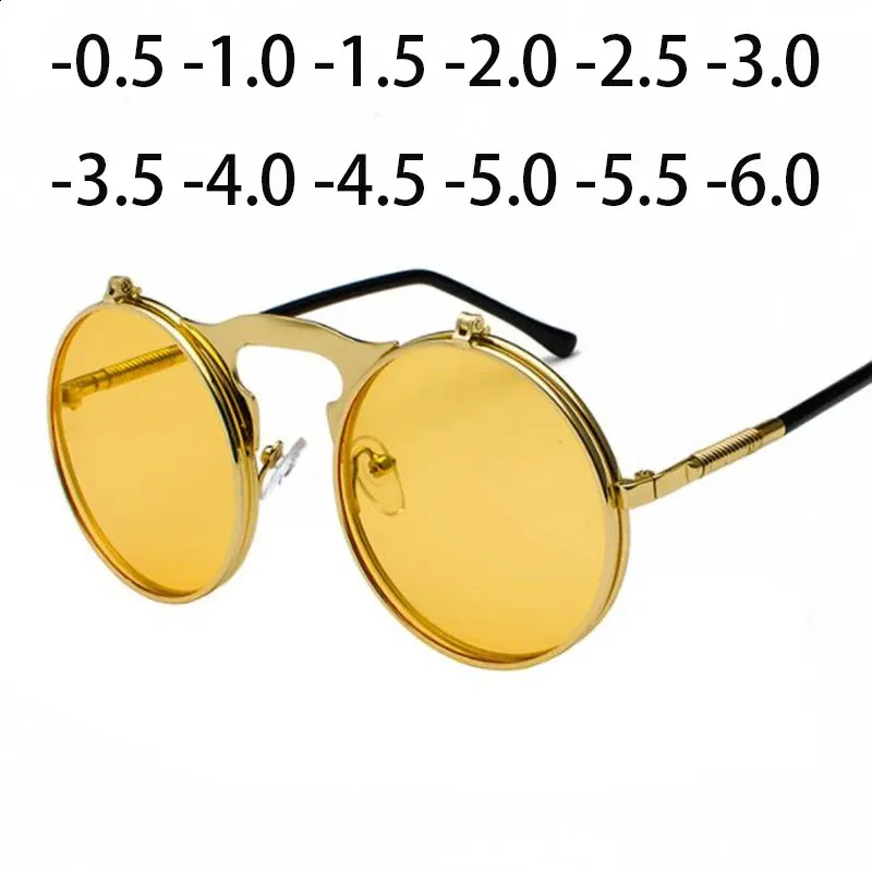 SPH 05 bis 6 Steampunk Prince Spiegel Flip Sonnenbrille Runde Metallrahmen Sonnenbrille Männer Frauen Markendesigner Kreis Brillen 240118