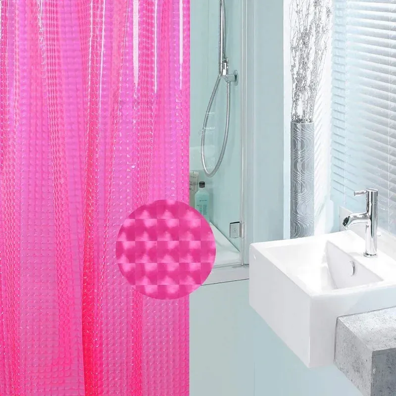 핑크 컬러 샤워 커튼 욕실 방수 EVA 3D 커튼 180x180cm 240131
