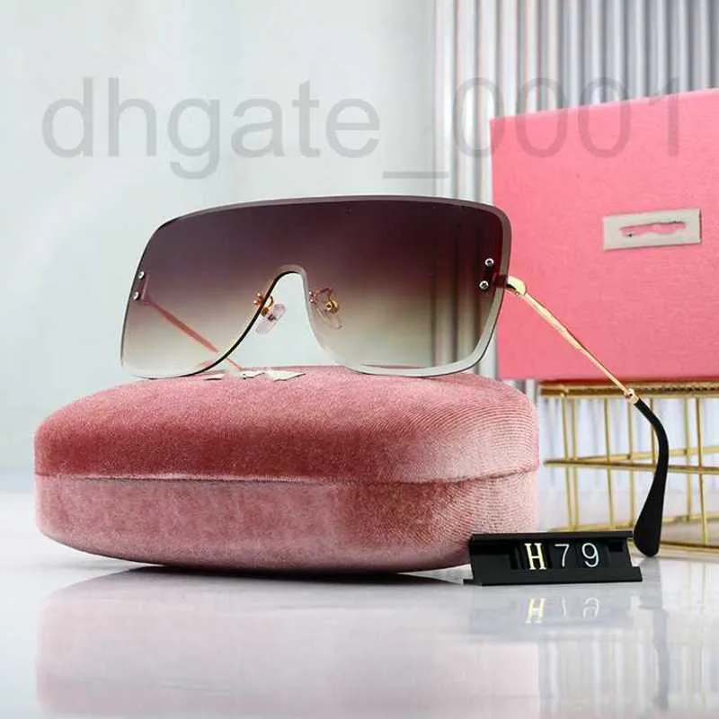 Óculos de sol de designer high-end óculos de sol sem moldura feminino resistente a UV grande rosto emagrecimento óculos de uma peça para dirigir 1WZ2