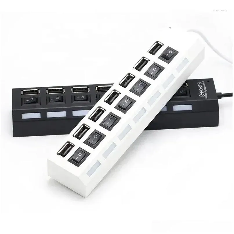 Usb Hubs Hub 7 Port Mti Splitter Power Adapter Mtiple Expander With On Off Switch For Pc Laptop Book Accessories Drop Delivery Compute Ottn0