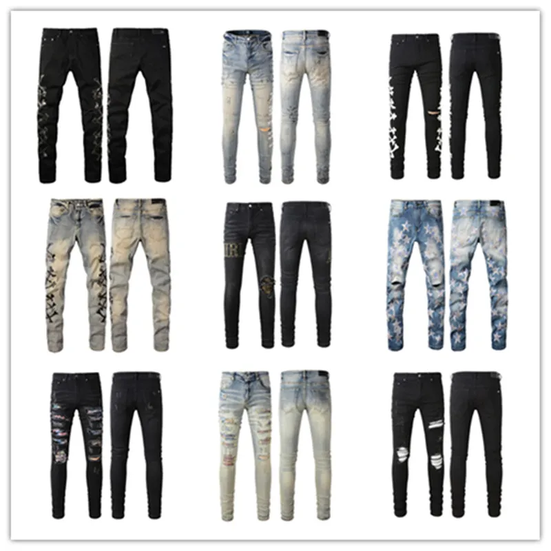 Neue modische Jeans, Designer-Jeans für Herren, hochwertige Split-Denim-Hosen, luxuriöse Hip-Hop-Loch-Reißverschluss-Hosen, hochwertige Amirs für Herren
