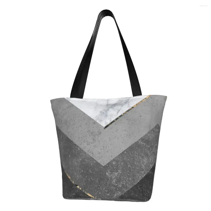 Sacs de courses personnalisés marbre gris cuivre noir or, sac en toile pour femmes, épicerie lavable, fourre-tout à motif abstrait