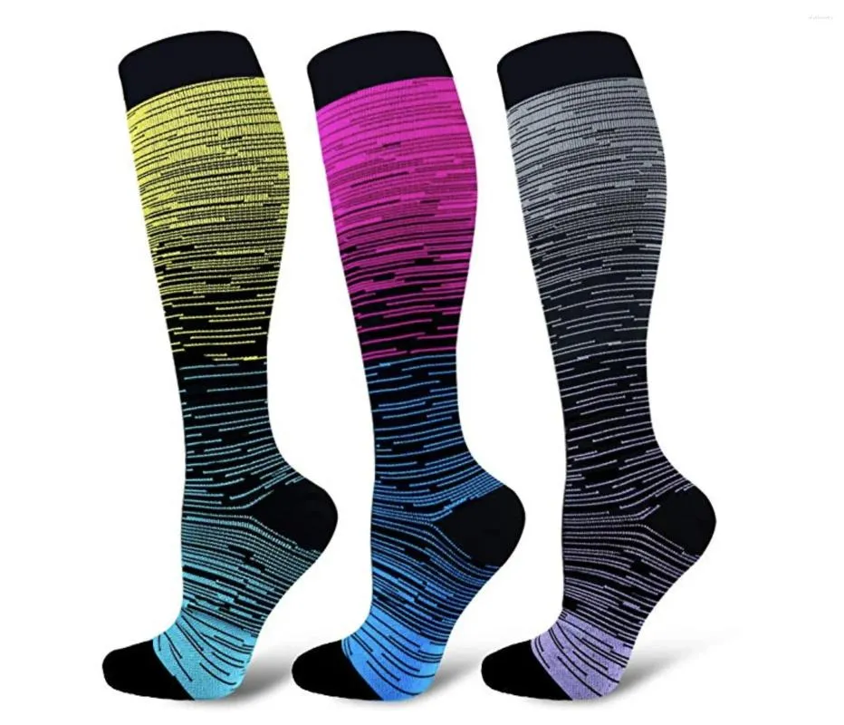 Chaussettes de Compression pour femmes, 3 paires pour hommes, bas médicaux, soins infirmiers, randonnée, voyage, vol, course à pied, Fitness