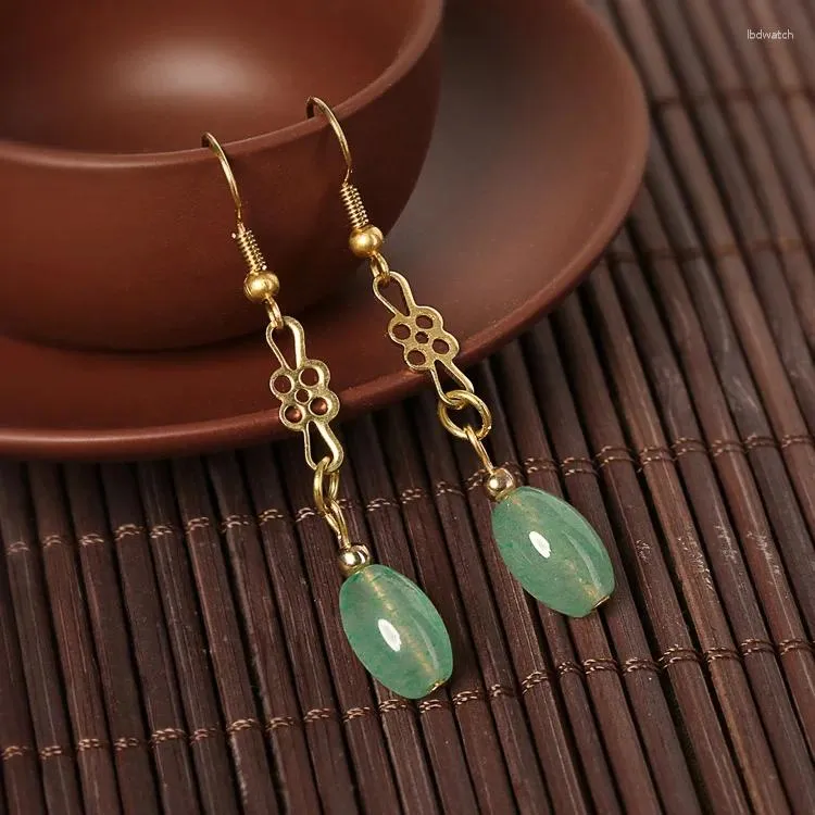 Dangle Earrings Green Jade Chinese Charm Real Gemstones Talismans Amulets 925 Silver Natural Gifts Carved Women Jewelry Gemstone
