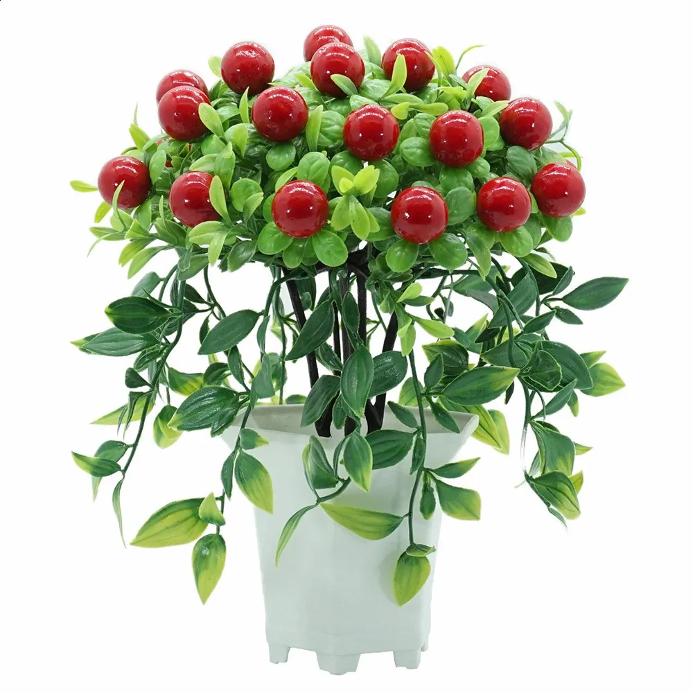 Artificial Plants ful Fruit Bonsai Fake Tree Foam Fruits Potted Faux Branch Top Tower For Home Hotel Office Wedding Decor