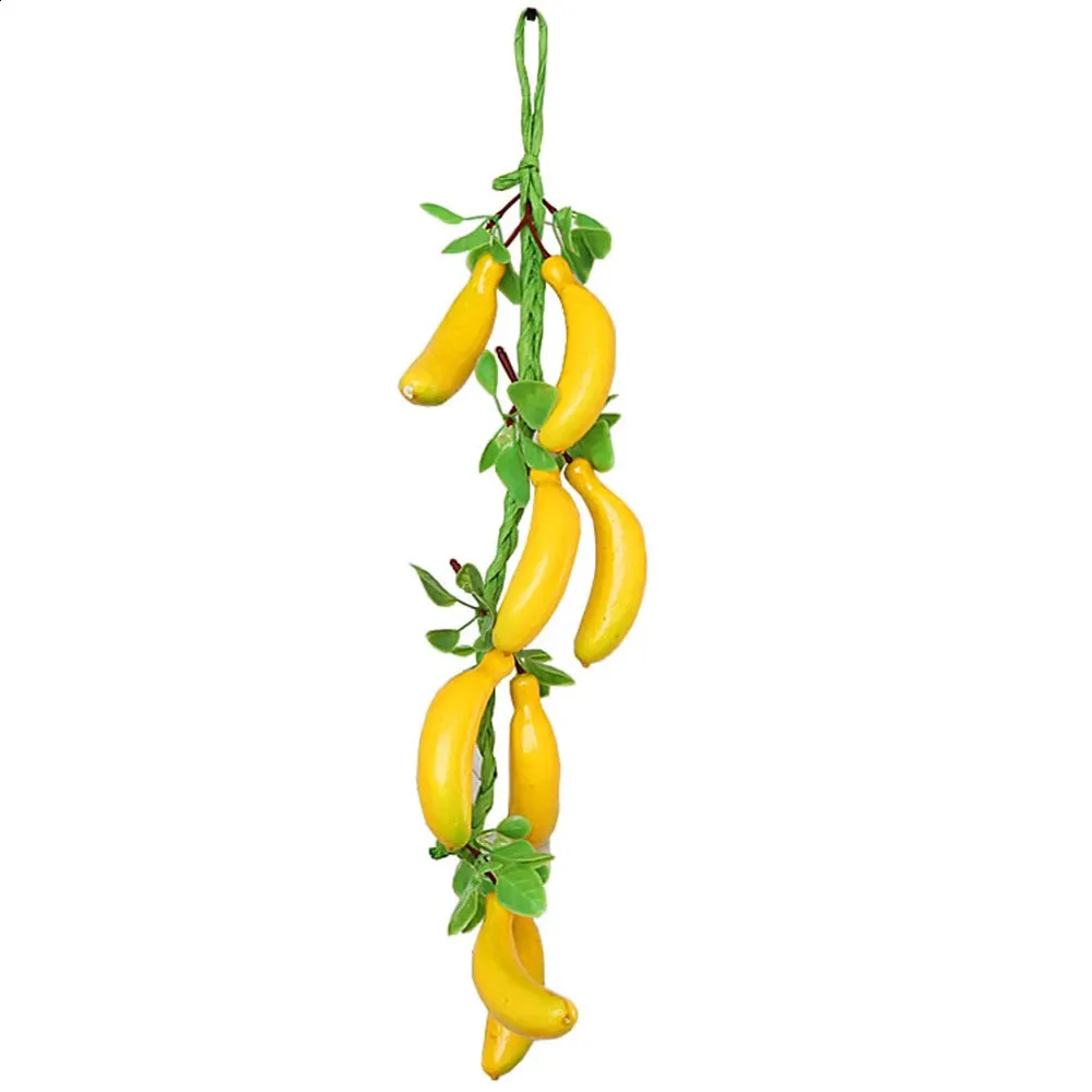 58cm 8Heads Artificial Banana Skewers Resin Fake Fruits Faux Vegetable Model Home Garden Wall Hanging Decor Photography Props