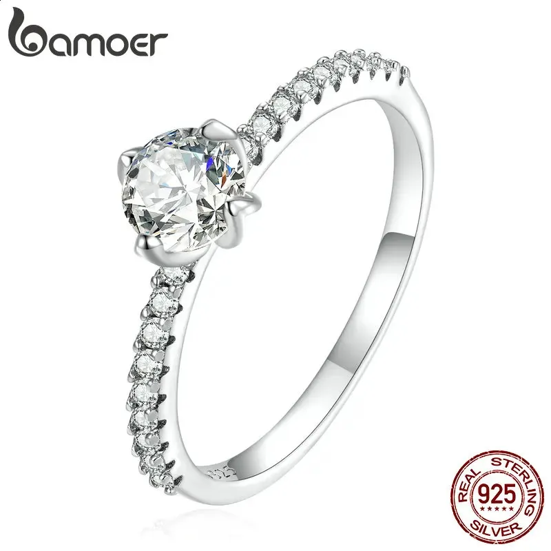 925 Sterling Silver Simple Zircon Ring for Women Engagement Anniversary Wedding Fine Gine Jewelry Size 6-8 BSR303 240125