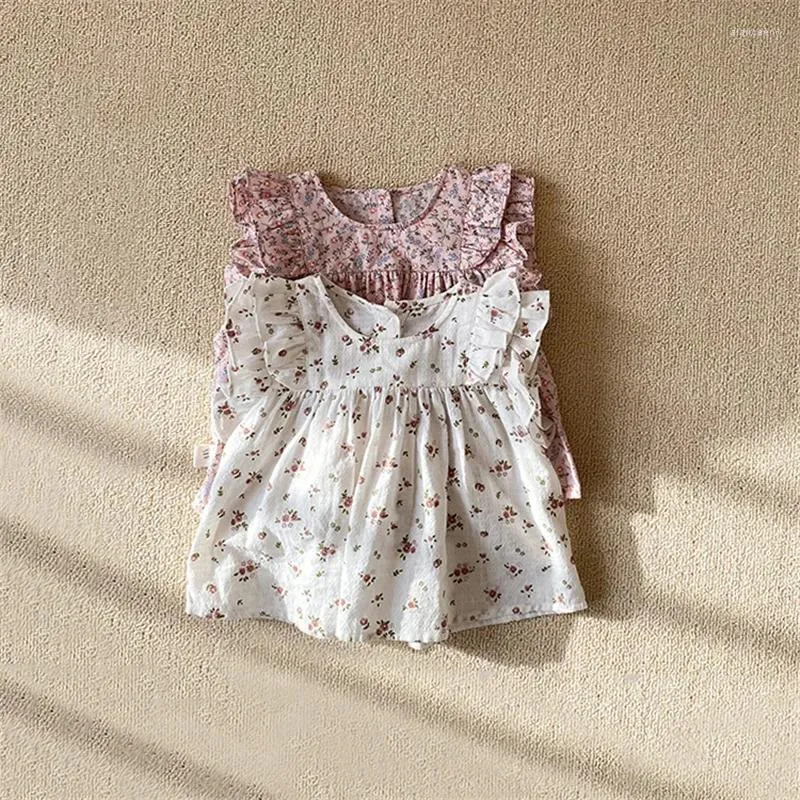 Flicka klänningar sommar baby klänning blommig tryck småbarn prinsessa födelsedag för 0-4t flickor kläder
