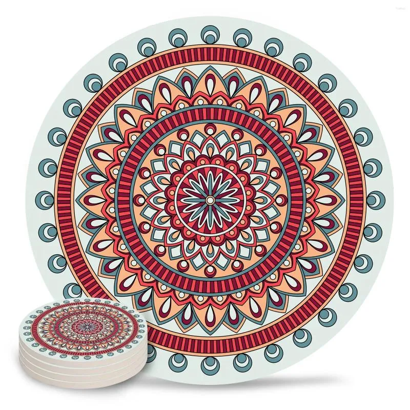 Table Mats Bohemian Ceramic Set Kitchen Round Placemat Luxury Decor Coffee Tea Cup Coasters