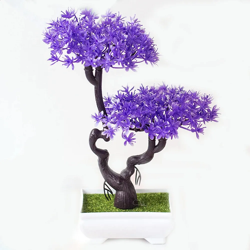 New Artificial Plant Periwinkle Bonsai Faux Plastic Small Love Tree Potted Plants Fake Flower Home Tabl Hotel Garden Decoration