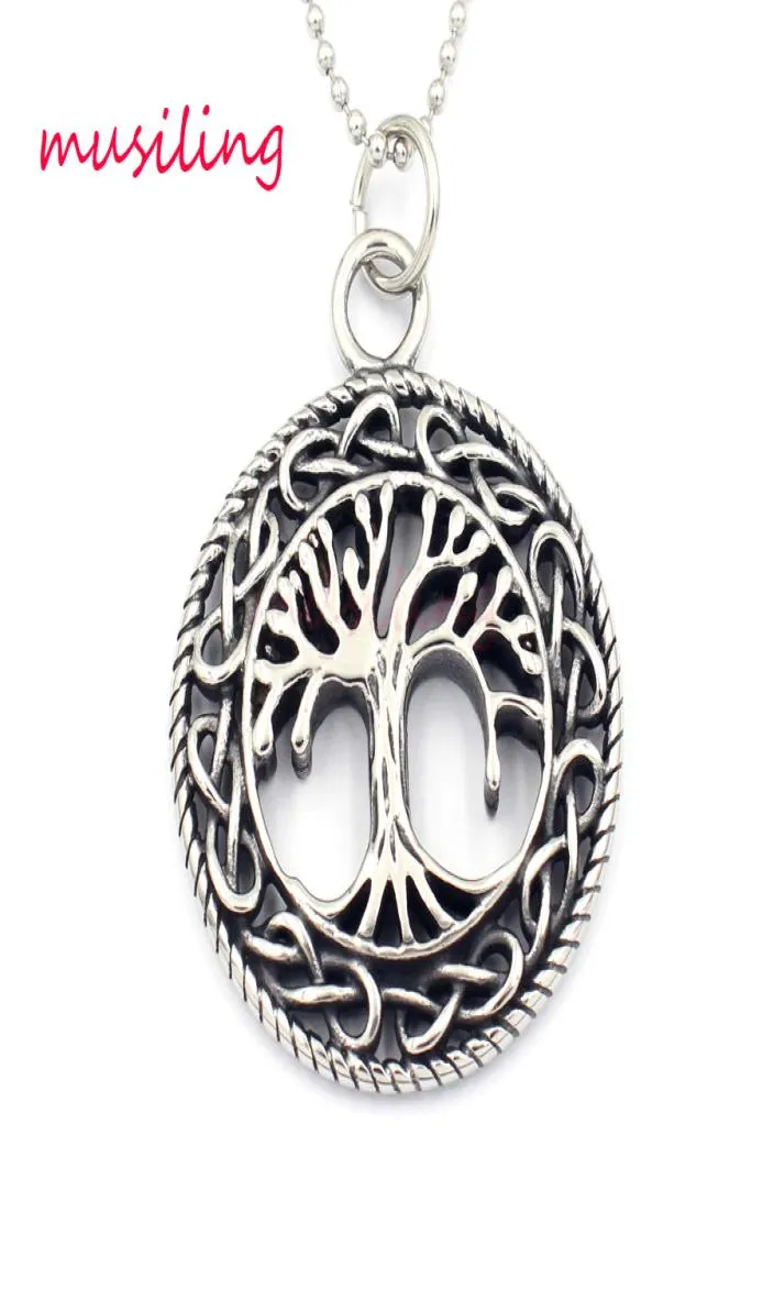 Árbol de la vida 316L colgantes de acero inoxidable collar cadena péndulo encantos Reiki amuleto moda joyería para hombre 3676383