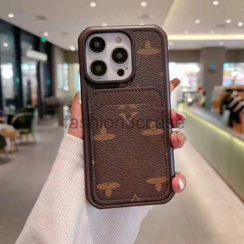 Beautiful Leather Card Holder Phone Cases iPhone 15 14 13 12 11 Pro Max Hi Quality Purse 18 17 16 15pro 14pro 13pro 12pro 11pro X XS 7 8 Classic print cover