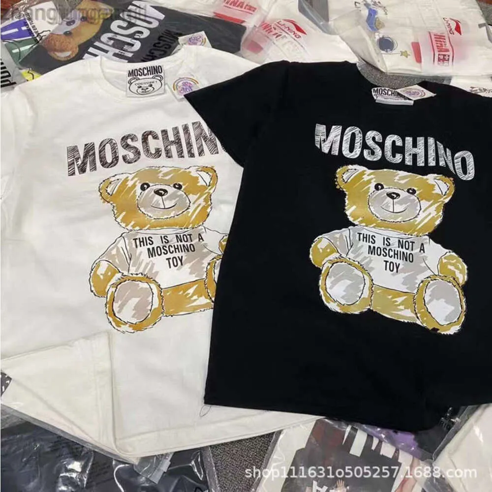 24SS Desginer Moschino футболка модный бренд весна и лето новый пуловер с круглым вырезом футболка с медведем для родителей и детей с короткими рукавами для влюбленных 2024