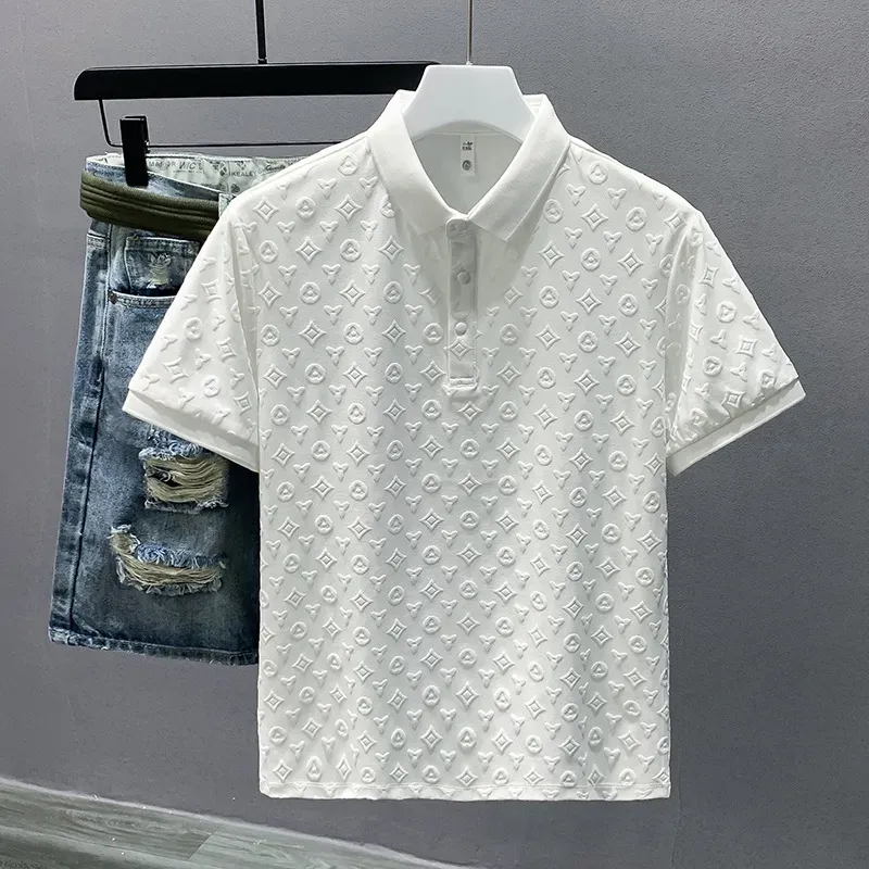 Designer de moda superior de alta qualidade roupas de negócios bordado colar detalhes manga curta camisa polo masculina t-shirt dos homens de luxo M-4XL