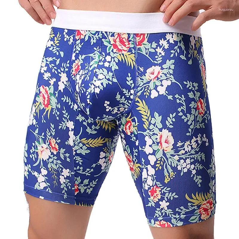 Mutande da uomo boxer lunghi intimo traspirante gambe in fibra di latte boxer maschili sexy U convesso custodia per pene slip uomo mutandine Cuecas