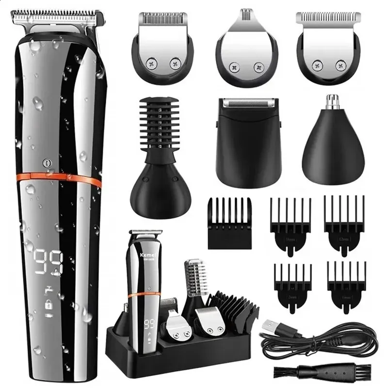 Allt i ett skägg hårtrimmer för män grooming kit ögonbryns kropp trimmer rakapparat elektrisk hårklippare vattentät laddningsbar 240124
