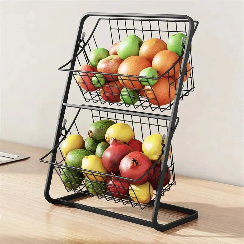 Kitchen Organizer Shelf Double Layer Seasoning Vegetables Fruits Holder Assembly Bathroom Cosmetic Removable Stand Storage 240125