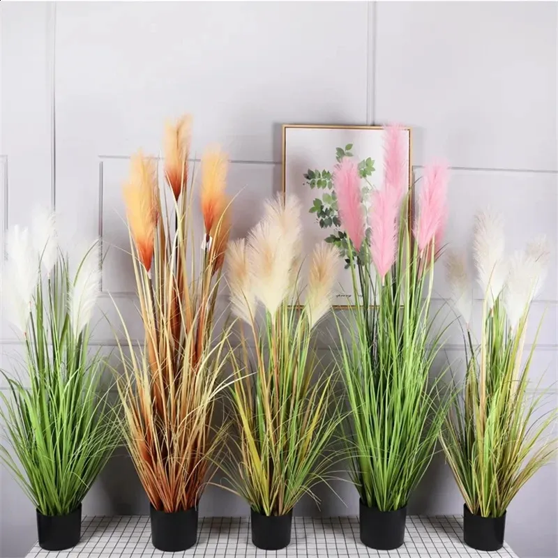 卸売緑の植物リードセタリアボンシア大型人工乾燥花Psia Grass FAKE FAKE植物ホームガーデンウェディングアウトドア装飾240127