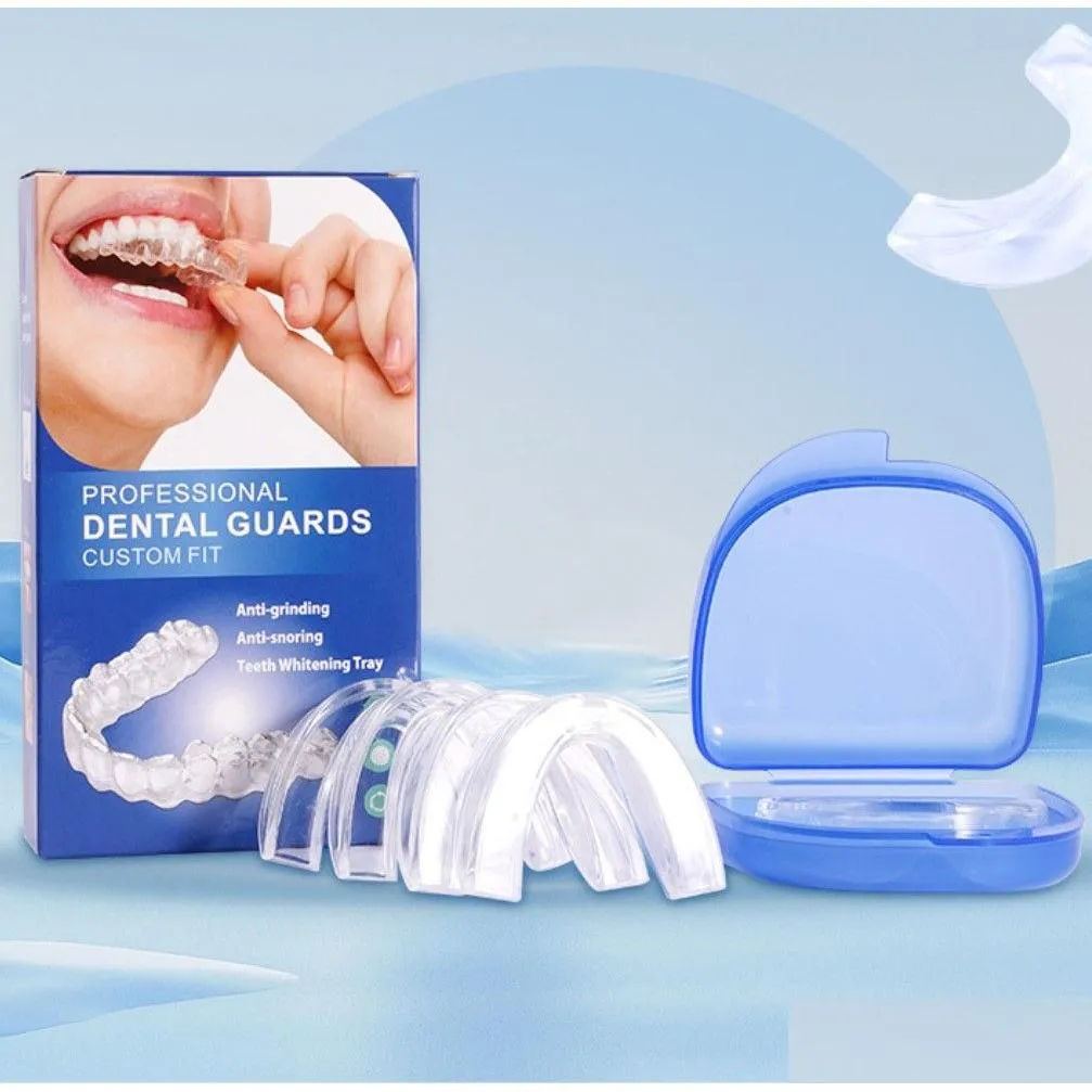 Dental Floss Professional Dental Guard Pack med 4 nya uppgraderade anti -slipningskvällar Stopp Bruxism eliminerar tänderna klamrande droppe DHSGW