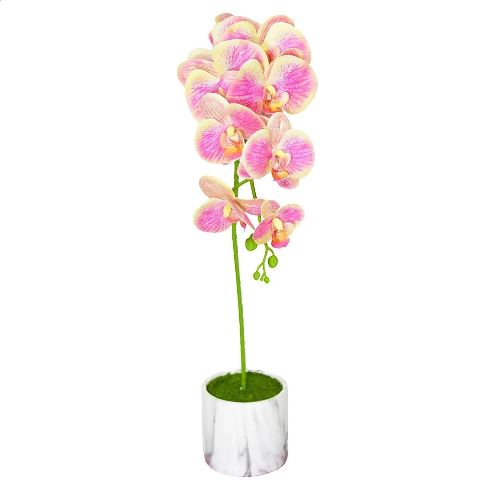92cm 2PCS Artificial Flowers 9 Heads Orchid Fake Phalaenopsis Bouquet Real Touch Silk Cloth Faux Plants Wedding Home Decoration