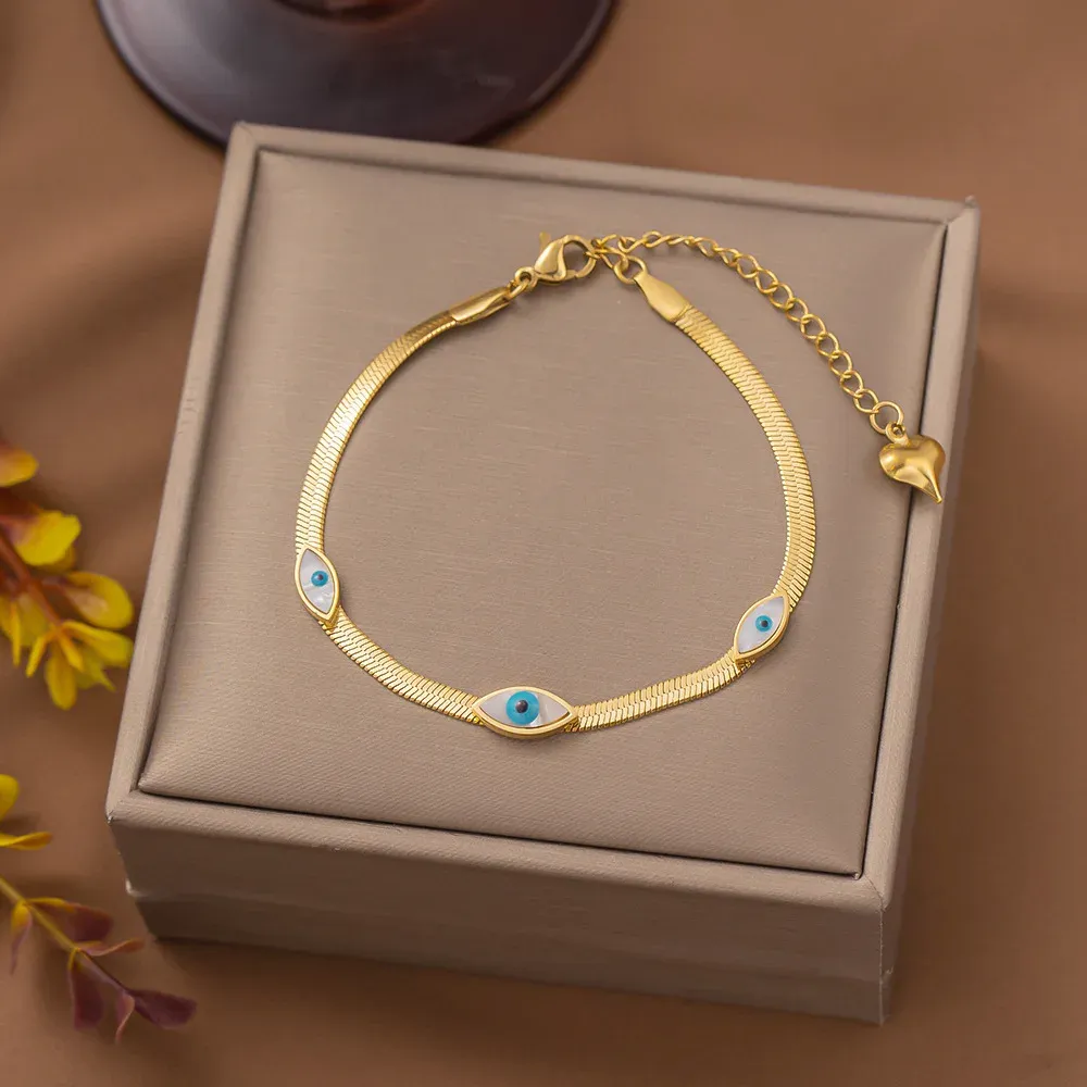 14k ouro amarelo azul olho pulseira para mulheres meninas golds cor requintado mal olhado correntes de pulso festa jóias presentes novo