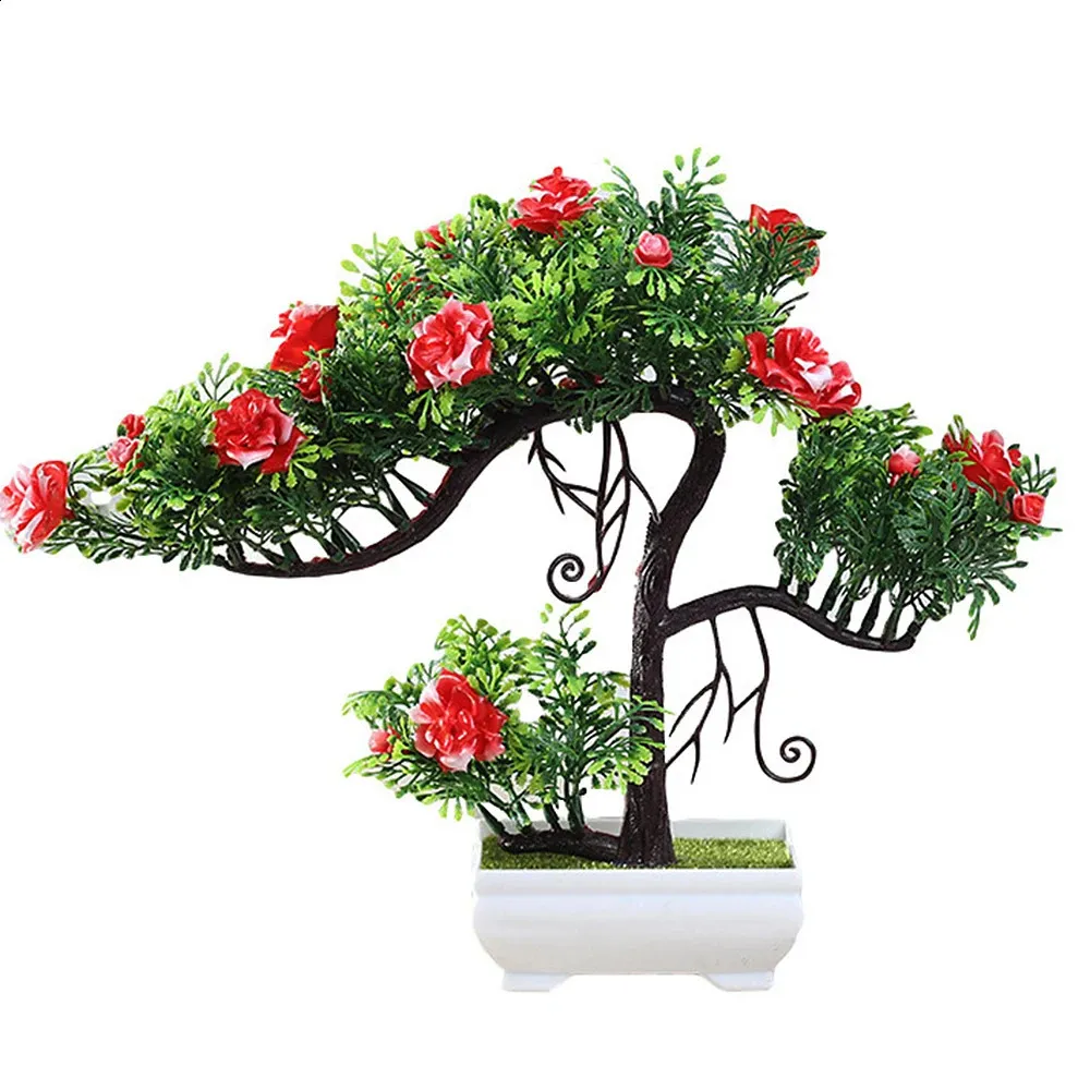 New Artificial Plants Fake Flowers Branch Bonsai Faux Small Tree Potted Plant Office Party Supplies Home Desktop Garden Decor