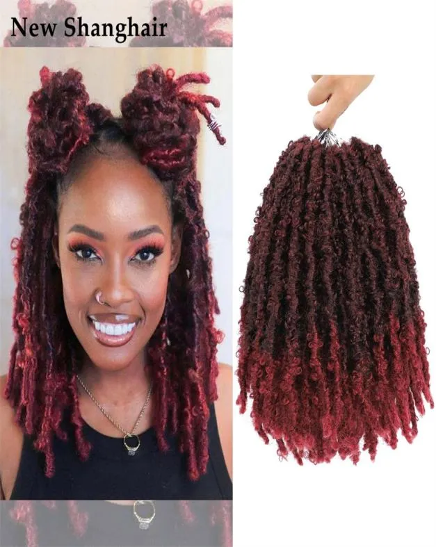 Butterfly Locs Crochet Hair 14 inch Natural Black Faux Preed Distressed Braids Prelooped Synthetic Braiding Hair Extensions7238497