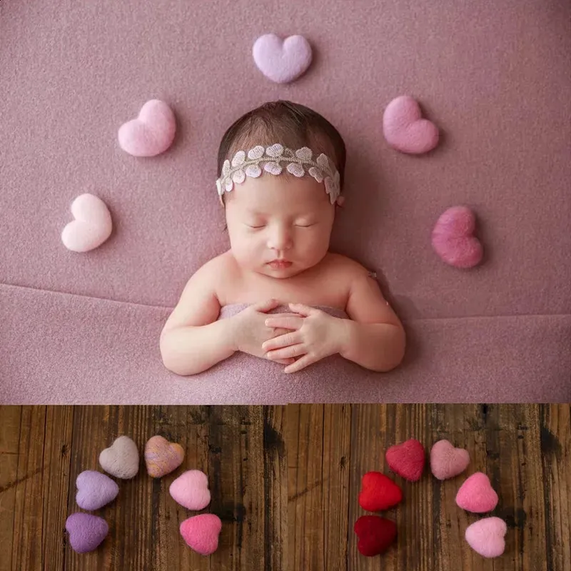 Adereços para Pografia Born Coração Acessórios de Lã Baby Studio Felt Love 240125