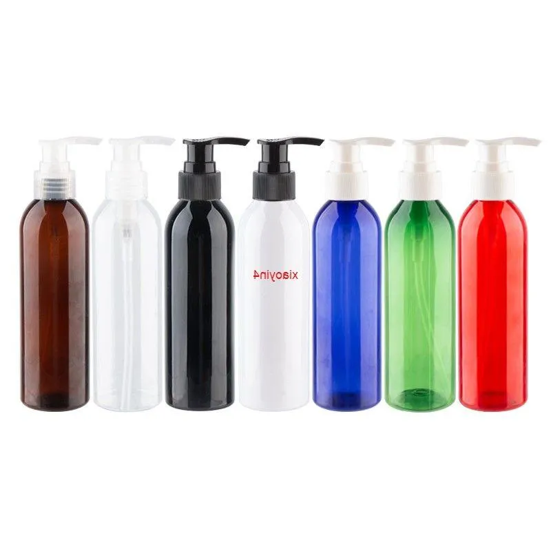 12st 250 ml Pet Lotion Pump Flaskor 7 Färger Kosmetisk flaska för personlig vård Shampo Container Högkvalitativ plastflaskor Packag IQCL