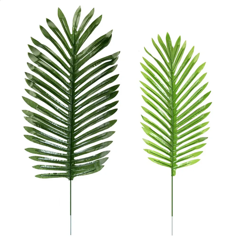 20PCS Artificial Plants Single Palm Leaf Faux Scattered Leaves Tropical Jungle Plant Outdoor Beach Birthday Party Decorations