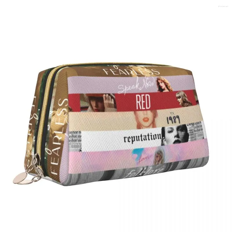 Cosmetic Bags Stylish Woman Leather Cases Swifties The Eras Tour Makeup Large Capacity Zipper Beauty Toiletry